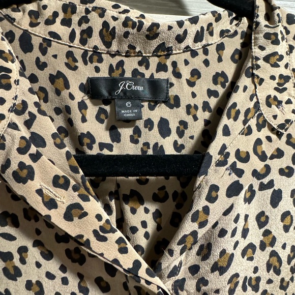 J crew silk long sleeve cheetah blouse - Picture 2 of 4